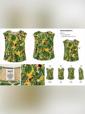 Like New! Duluth Trading Co Tropical Print Cap Sleeve Swim Top - Size 14